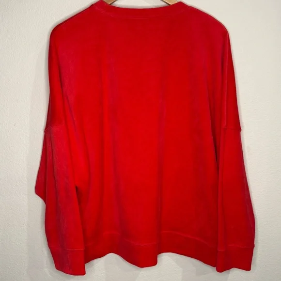 NWT Aerie Velvet Sweatshirt Scoop Neck Raglan Sleeves Coral Women’s Size XL - Picture 2 of 11